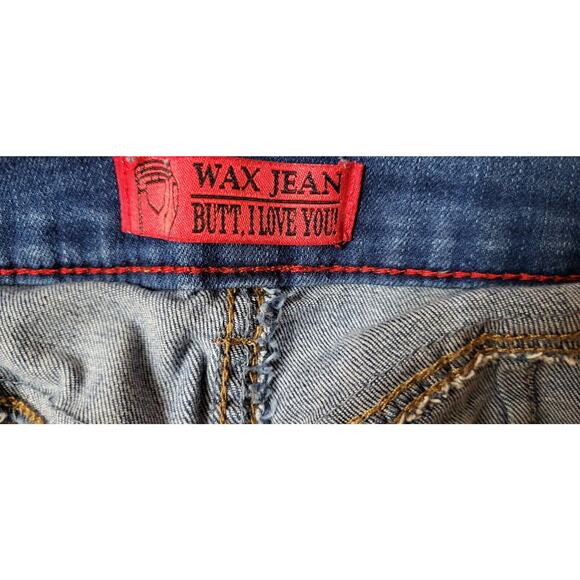 Wax Jean Butt I Love You Jeans Womens Size 7 Low Rise Medium Wash Distressed - Picture 11 of 14
